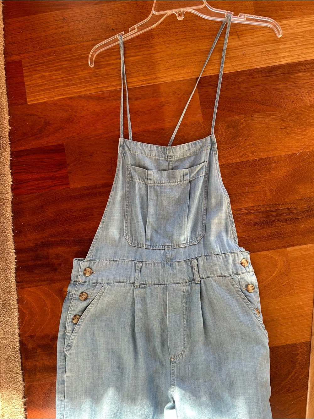 NEW w/ tags!
Blu Pepper Light Blue Wide-Leg Denim Jumpsuit with Spaghetti Straps - Picture 2 of 6